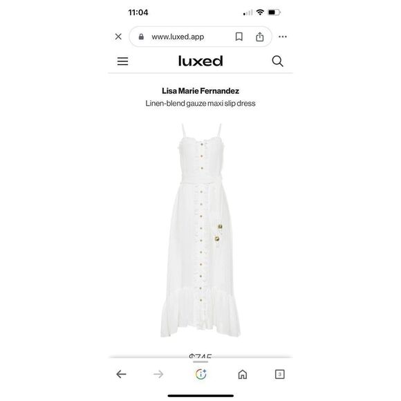 NWT Lisa Marie Fernandez Ivory gauze Maxi dress with belt 2